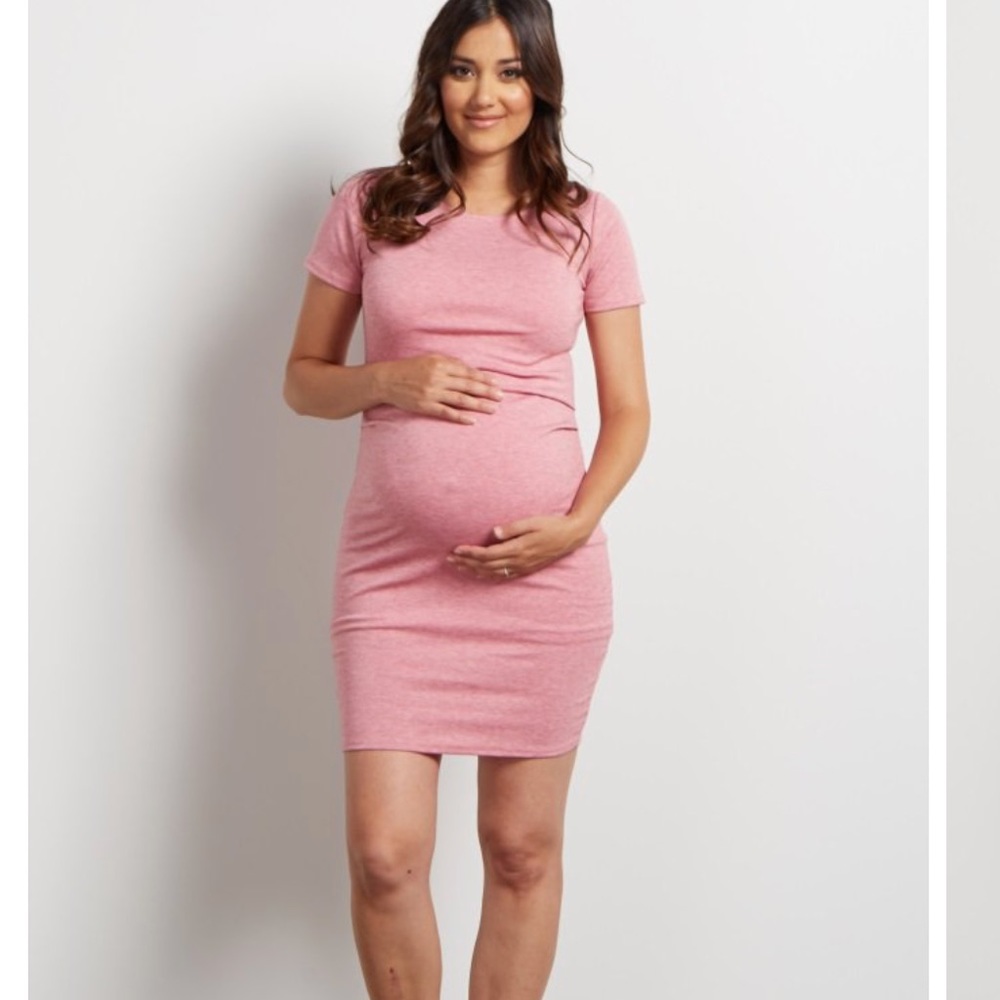 Pink blush maternity t shirt dress